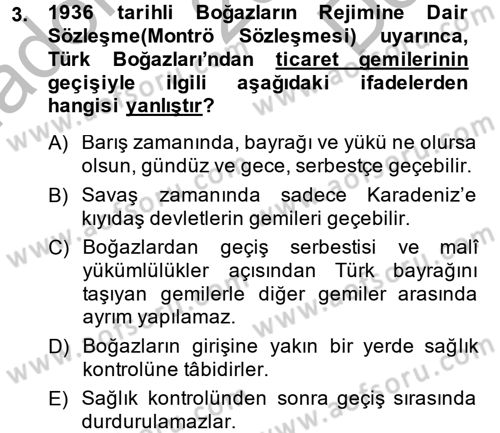 Uluslararası Hukuk 2 Dersi 2014 - 2015 Yılı (Final) Dönem Sonu Sınav Soruları 3. Soru