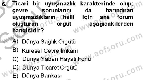Uluslararası Hukuk 2 Dersi 2014 - 2015 Yılı (Final) Dönem Sonu Sınav Soruları 6. Soru