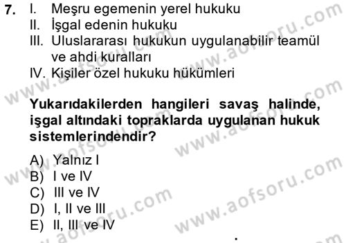 Uluslararası Hukuk 2 Dersi 2014 - 2015 Yılı (Final) Dönem Sonu Sınav Soruları 7. Soru