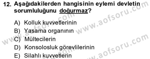 Uluslararası Hukuk 2 Dersi 2014 - 2015 Yılı Tek Ders Sınav Soruları 12. Soru