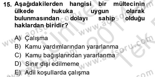 Uluslararası Hukuk 2 Dersi 2014 - 2015 Yılı Tek Ders Sınav Soruları 15. Soru