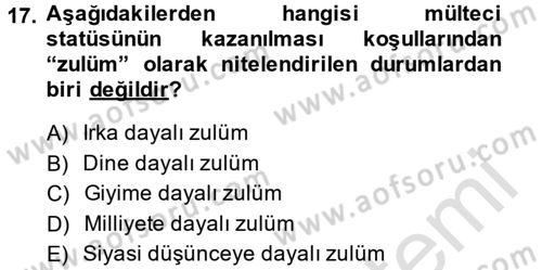 Uluslararası Hukuk 2 Dersi 2014 - 2015 Yılı Tek Ders Sınav Soruları 17. Soru