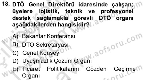 Uluslararası Hukuk 2 Dersi 2014 - 2015 Yılı Tek Ders Sınav Soruları 18. Soru