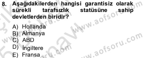 Uluslararası Hukuk 2 Dersi 2014 - 2015 Yılı Tek Ders Sınav Soruları 8. Soru