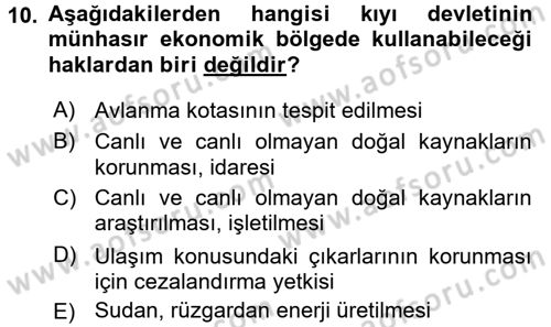 Uluslararası Hukuk 2 Dersi 2015 - 2016 Yılı (Vize) Ara Sınav Soruları 10. Soru