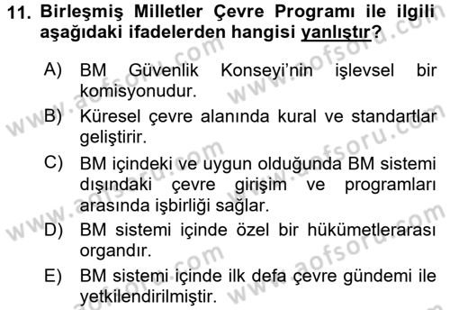 Uluslararası Hukuk 2 Dersi 2015 - 2016 Yılı (Vize) Ara Sınav Soruları 11. Soru