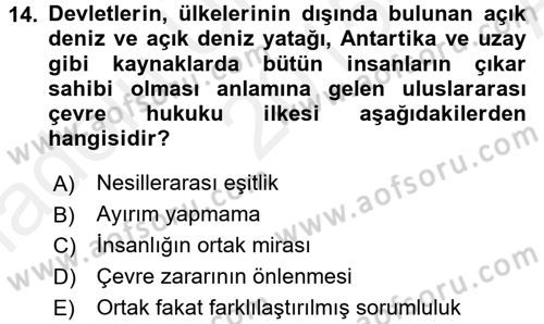 Uluslararası Hukuk 2 Dersi 2015 - 2016 Yılı (Vize) Ara Sınav Soruları 14. Soru