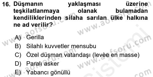 Uluslararası Hukuk 2 Dersi 2015 - 2016 Yılı (Vize) Ara Sınav Soruları 16. Soru