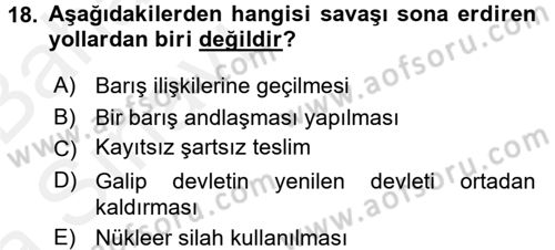 Uluslararası Hukuk 2 Dersi 2015 - 2016 Yılı (Vize) Ara Sınav Soruları 18. Soru