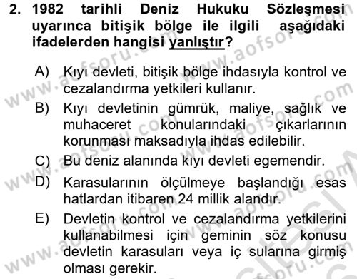 Uluslararası Hukuk 2 Dersi 2015 - 2016 Yılı (Final) Dönem Sonu Sınav Soruları 2. Soru