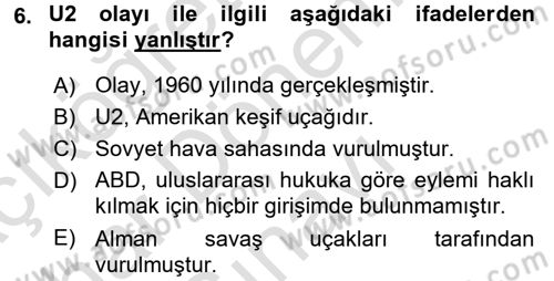 Uluslararası Hukuk 2 Dersi 2015 - 2016 Yılı (Final) Dönem Sonu Sınav Soruları 6. Soru