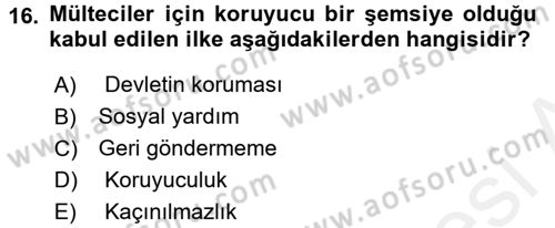 Uluslararası Hukuk 2 Dersi 2015 - 2016 Yılı Tek Ders Sınav Soruları 16. Soru