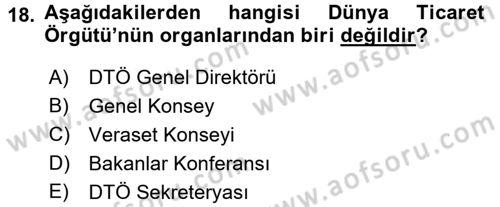 Uluslararası Hukuk 2 Dersi 2015 - 2016 Yılı Tek Ders Sınav Soruları 18. Soru