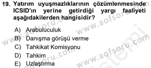 Uluslararası Hukuk 2 Dersi 2015 - 2016 Yılı Tek Ders Sınav Soruları 19. Soru
