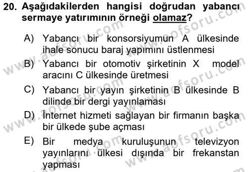 Uluslararası Hukuk 2 Dersi 2015 - 2016 Yılı Tek Ders Sınav Soruları 20. Soru