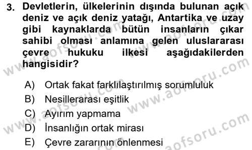 Uluslararası Hukuk 2 Dersi 2015 - 2016 Yılı Tek Ders Sınav Soruları 3. Soru
