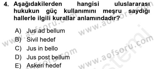 Uluslararası Hukuk 2 Dersi 2015 - 2016 Yılı Tek Ders Sınav Soruları 4. Soru