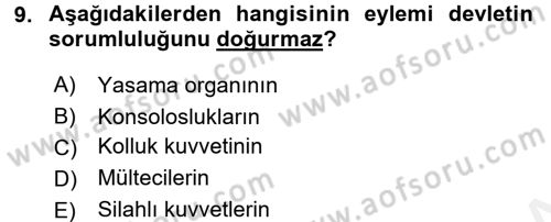 Uluslararası Hukuk 2 Dersi 2015 - 2016 Yılı Tek Ders Sınav Soruları 9. Soru