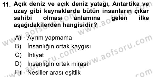 Uluslararası Hukuk 2 Dersi 2016 - 2017 Yılı 3 Ders Sınav Soruları 11. Soru