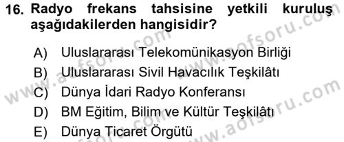 Uluslararası Hukuk 2 Dersi 2016 - 2017 Yılı 3 Ders Sınav Soruları 16. Soru