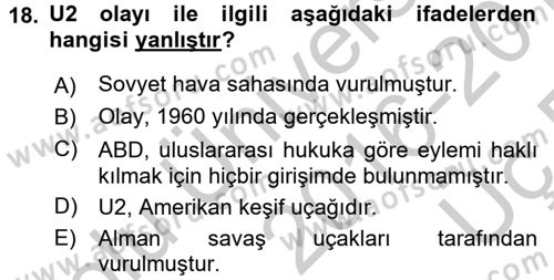 Uluslararası Hukuk 2 Dersi 2016 - 2017 Yılı 3 Ders Sınav Soruları 18. Soru