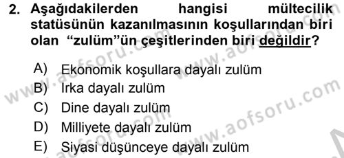 Uluslararası Hukuk 2 Dersi 2016 - 2017 Yılı 3 Ders Sınav Soruları 2. Soru