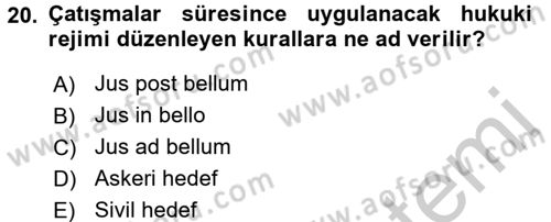 Uluslararası Hukuk 2 Dersi 2016 - 2017 Yılı 3 Ders Sınav Soruları 20. Soru