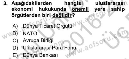 Uluslararası Hukuk 2 Dersi 2016 - 2017 Yılı 3 Ders Sınav Soruları 3. Soru