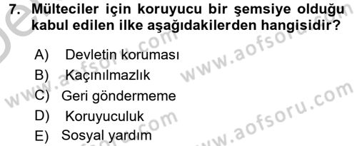 Uluslararası Hukuk 2 Dersi 2016 - 2017 Yılı 3 Ders Sınav Soruları 7. Soru
