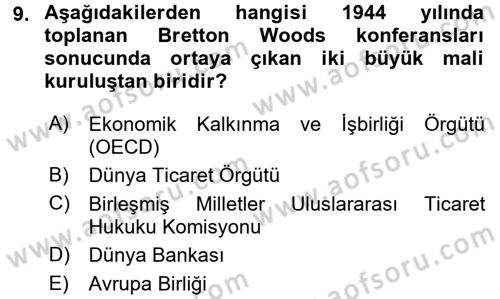 Uluslararası Hukuk 2 Dersi 2016 - 2017 Yılı 3 Ders Sınav Soruları 9. Soru