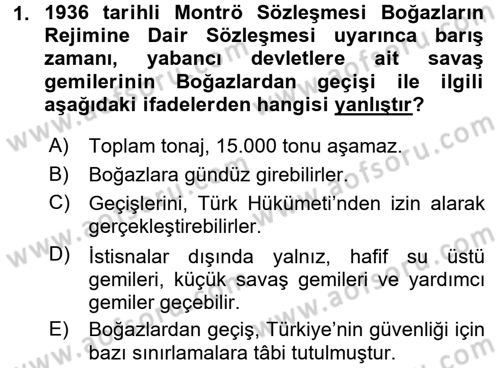 Uluslararası Hukuk 2 Dersi 2016 - 2017 Yılı (Vize) Ara Sınav Soruları 1. Soru