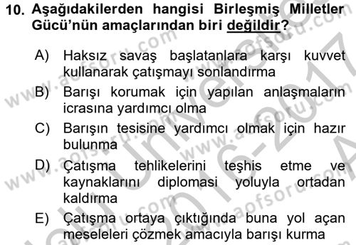 Uluslararası Hukuk 2 Dersi 2016 - 2017 Yılı (Vize) Ara Sınav Soruları 10. Soru