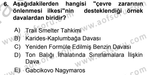 Uluslararası Hukuk 2 Dersi 2016 - 2017 Yılı (Vize) Ara Sınav Soruları 6. Soru
