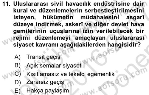 Uluslararası Hukuk 2 Dersi 2016 - 2017 Yılı (Final) Dönem Sonu Sınav Soruları 11. Soru