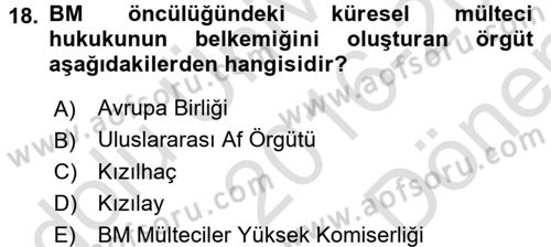 Uluslararası Hukuk 2 Dersi 2016 - 2017 Yılı (Final) Dönem Sonu Sınav Soruları 18. Soru