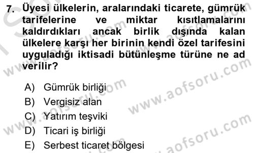 Uluslararası Hukuk 2 Dersi 2016 - 2017 Yılı (Final) Dönem Sonu Sınav Soruları 7. Soru
