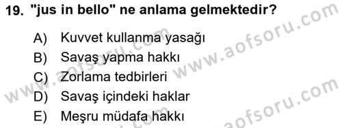 Uluslararası Hukuk 2 Dersi 2017 - 2018 Yılı 3 Ders Sınav Soruları 19. Soru