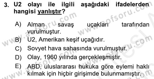 Uluslararası Hukuk 2 Dersi 2017 - 2018 Yılı 3 Ders Sınav Soruları 3. Soru