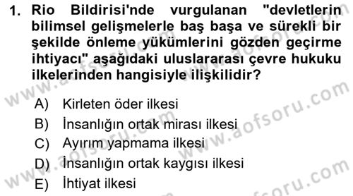 Uluslararası Hukuk 2 Dersi 2017 - 2018 Yılı (Vize) Ara Sınav Soruları 1. Soru