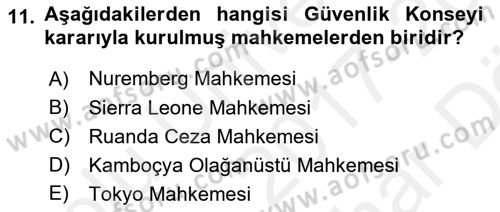 Uluslararası Hukuk 2 Dersi 2017 - 2018 Yılı (Vize) Ara Sınav Soruları 11. Soru