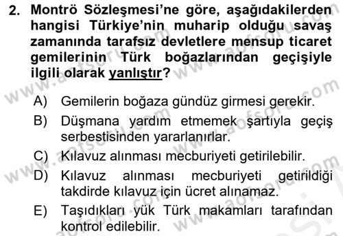 Uluslararası Hukuk 2 Dersi 2017 - 2018 Yılı (Vize) Ara Sınav Soruları 2. Soru