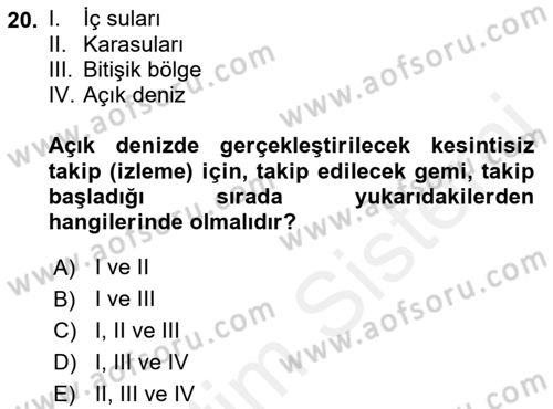Uluslararası Hukuk 2 Dersi 2017 - 2018 Yılı (Vize) Ara Sınav Soruları 20. Soru