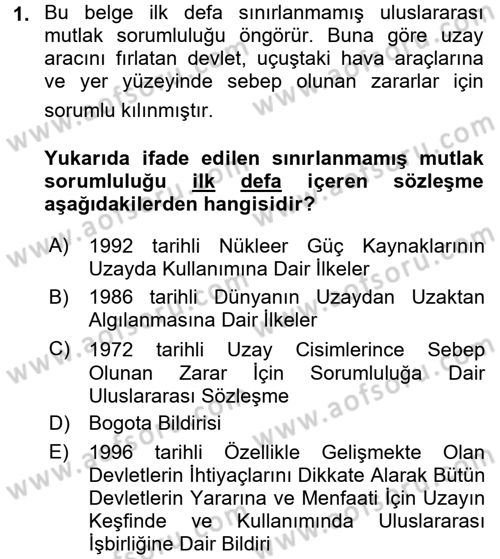 Uluslararası Hukuk 2 Dersi 2017 - 2018 Yılı (Final) Dönem Sonu Sınav Soruları 1. Soru