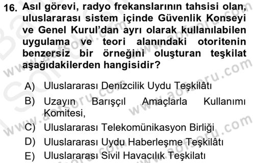 Uluslararası Hukuk 2 Dersi 2017 - 2018 Yılı (Final) Dönem Sonu Sınav Soruları 16. Soru