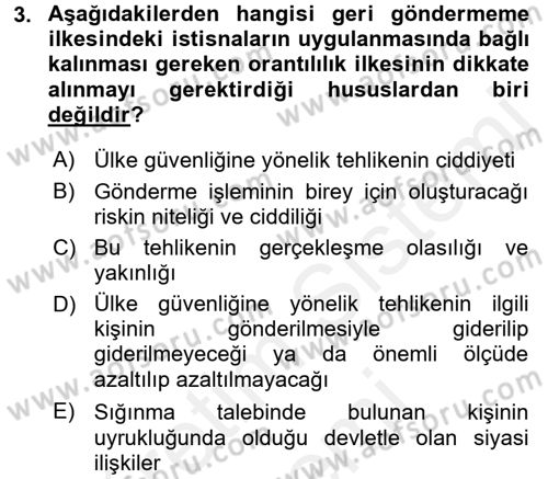 Uluslararası Hukuk 2 Dersi 2017 - 2018 Yılı (Final) Dönem Sonu Sınav Soruları 3. Soru