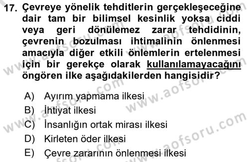 Uluslararası Hukuk 2 Dersi 2018 - 2019 Yılı 3 Ders Sınav Soruları 17. Soru