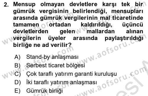 Uluslararası Hukuk 2 Dersi 2018 - 2019 Yılı 3 Ders Sınav Soruları 2. Soru