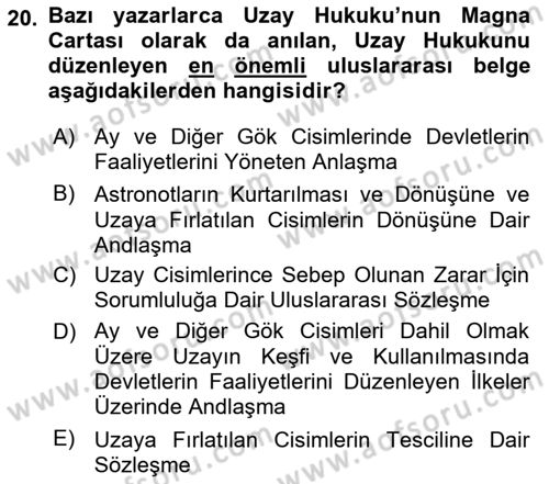 Uluslararası Hukuk 2 Dersi 2018 - 2019 Yılı 3 Ders Sınav Soruları 20. Soru