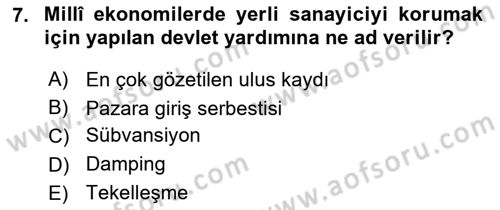 Uluslararası Hukuk 2 Dersi 2018 - 2019 Yılı 3 Ders Sınav Soruları 7. Soru