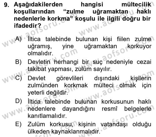 Uluslararası Hukuk 2 Dersi 2018 - 2019 Yılı 3 Ders Sınav Soruları 9. Soru